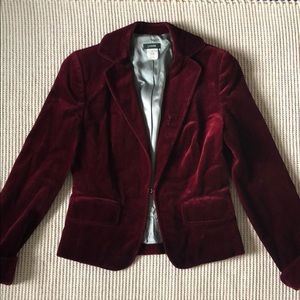 J Crew Velvet Burgundy Blazer, Size 0P
